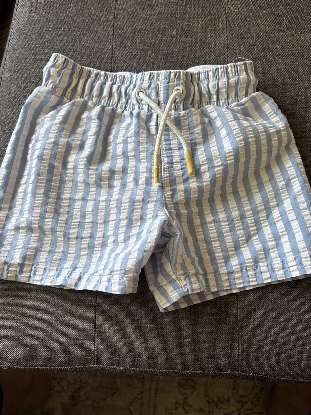 Striped Light Blue and White boys swim shorts 18M
